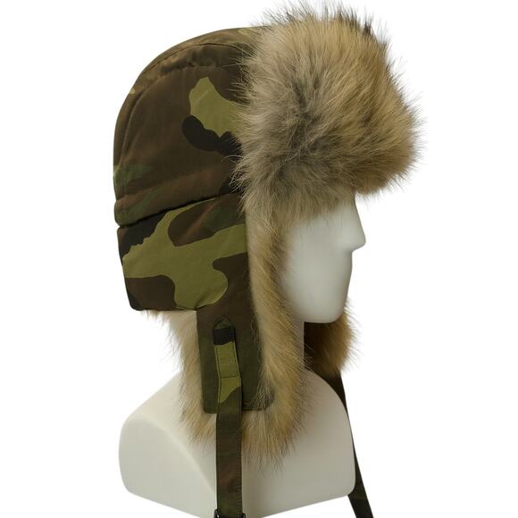 Canada Goose Camo Aviator Hat L/XL - Coyote Fur Trim - Made in Canada - Picture 1 of 6